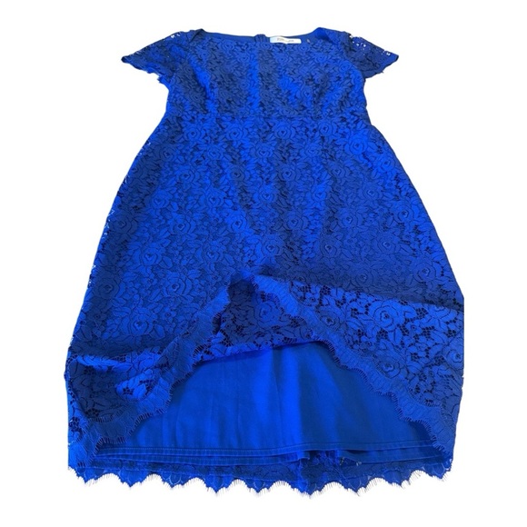 DVF Lace Royal Blue Knee Length Short Sleeve Occasion Dress - Size 12 Cocktail - Picture 3 of 10